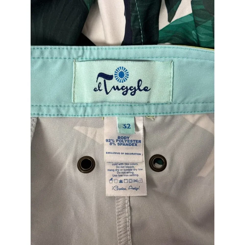 El Tuggle Board Shorts 32 Mens Banana Leaves Swimwear 4.5